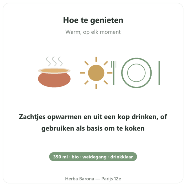 Runderbottenbouillon Bio – 350 ml – Jarmino gebruiksaanwijzing en dosering Paris Herba Barona
