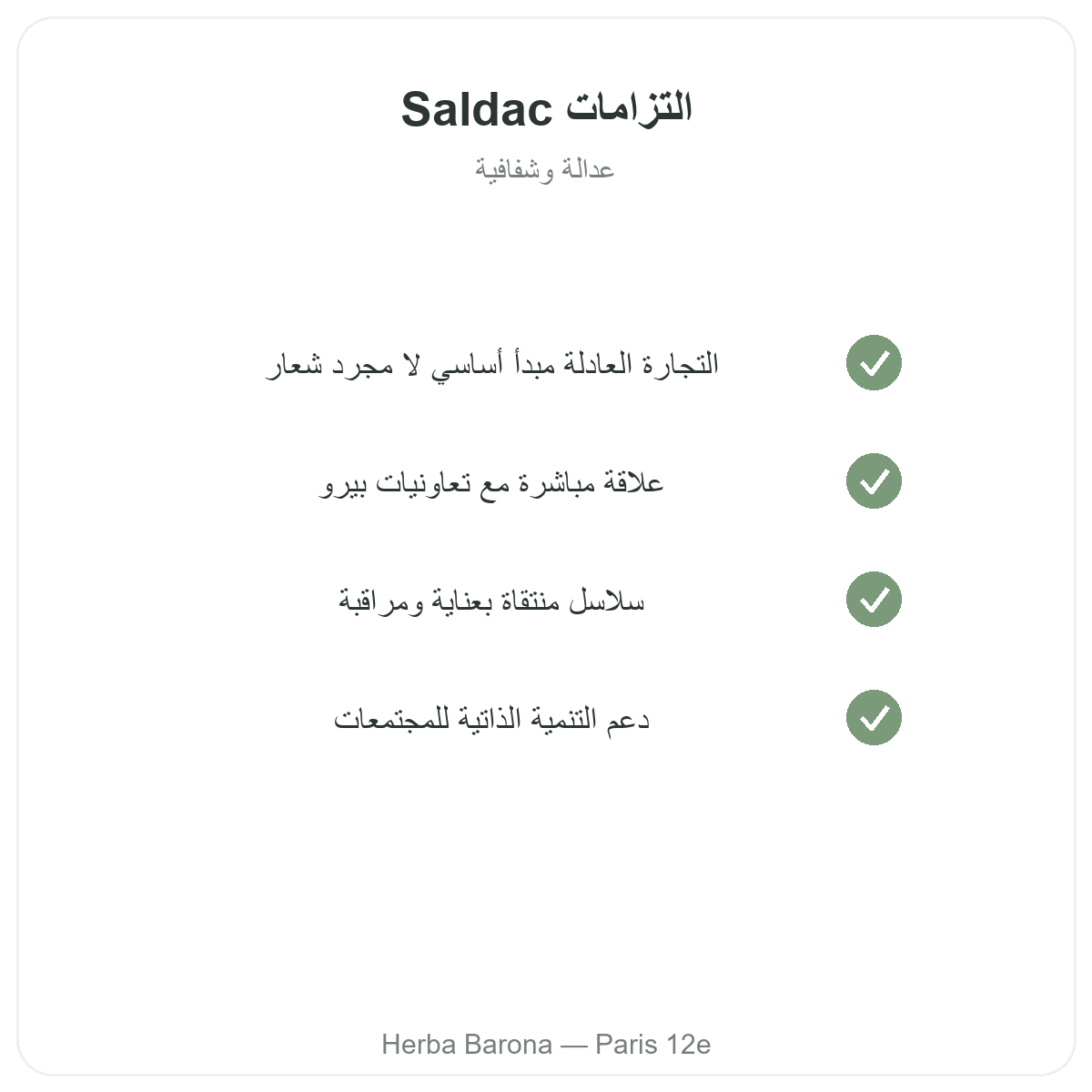 Saldac Paris - engagements qualite et matieres premieres brevetees chez Herba Barona