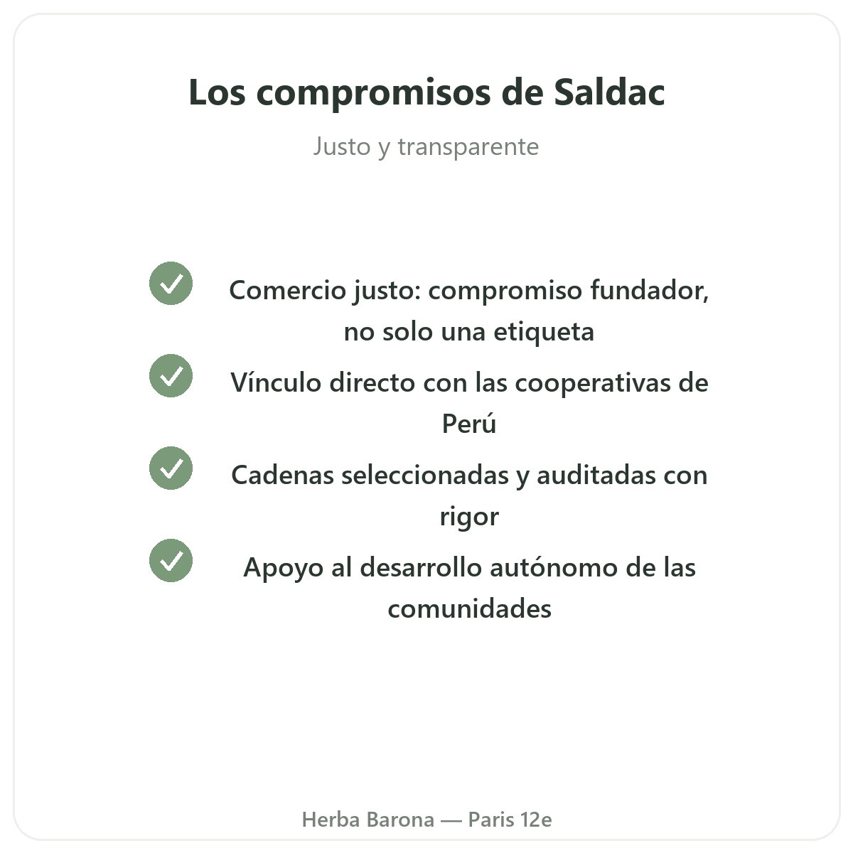 Saldac París - compromisos de calidad y materias primas patentadas en Herba Barona