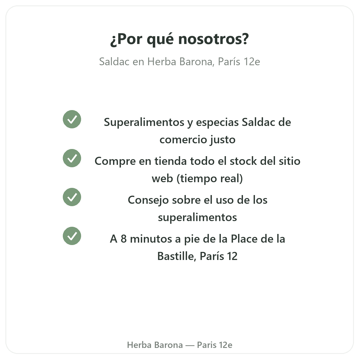 Por qué comprar Saldac en París en Herba Barona París 12e
