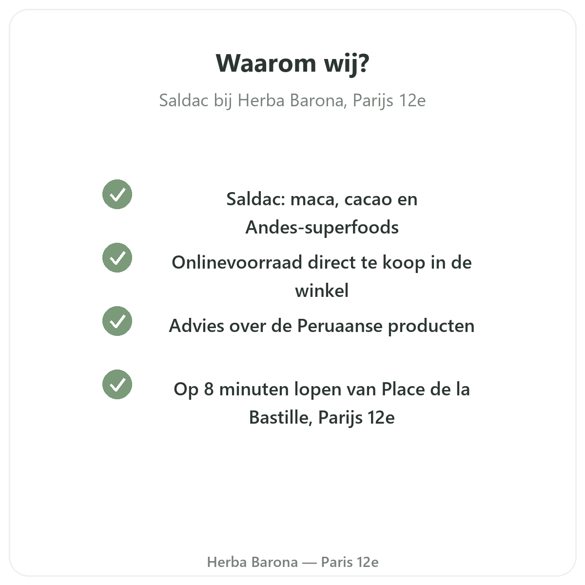 Waarom Saldac kopen in Parijs bij Herba Barona Parijs 12e