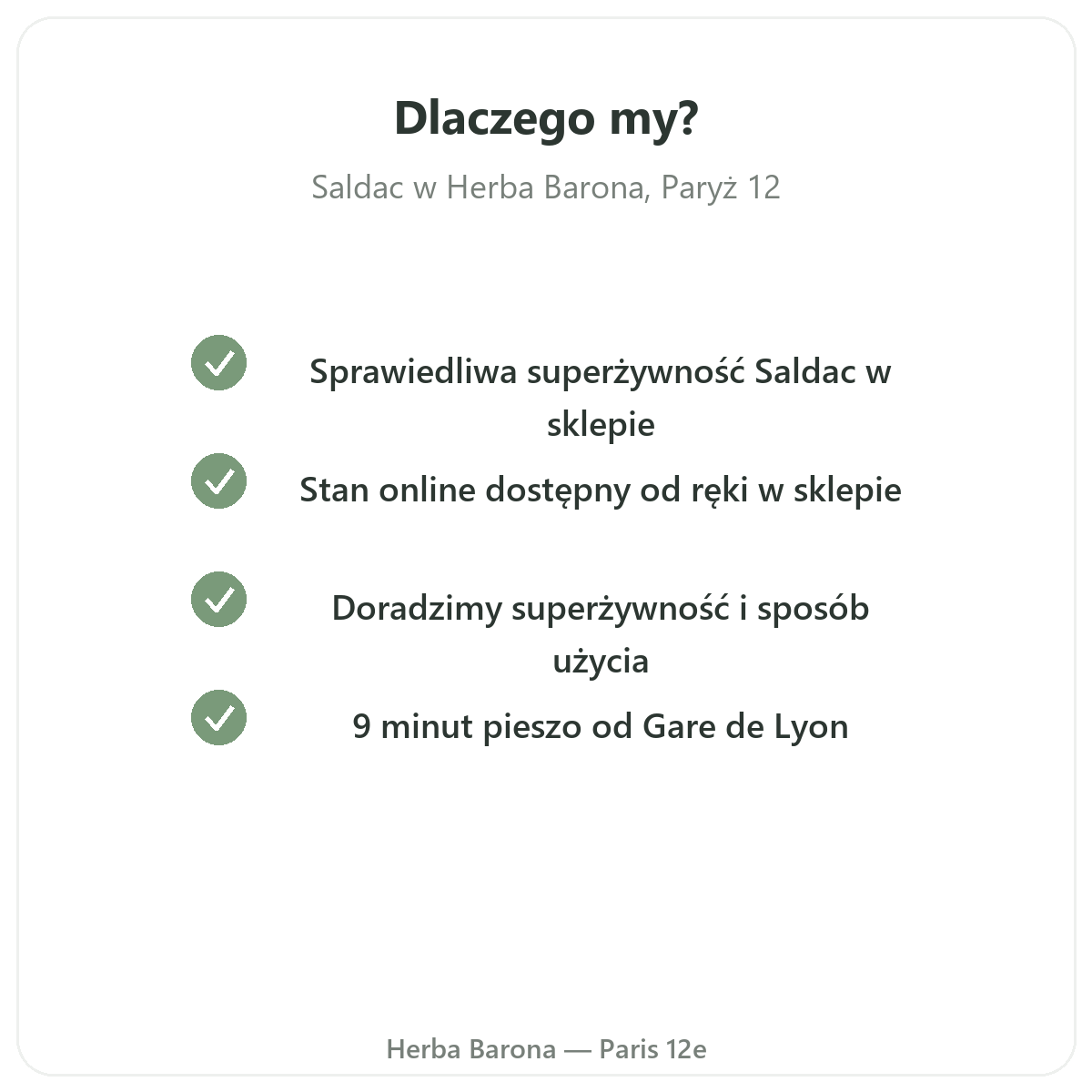 Dlaczego warto kupować Saldac — dostawa do Polski — Herba Barona