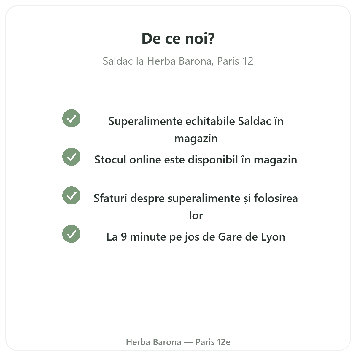 De ce să cumpărați Saldac la Paris de la Herba Barona Paris, arondismentul 12