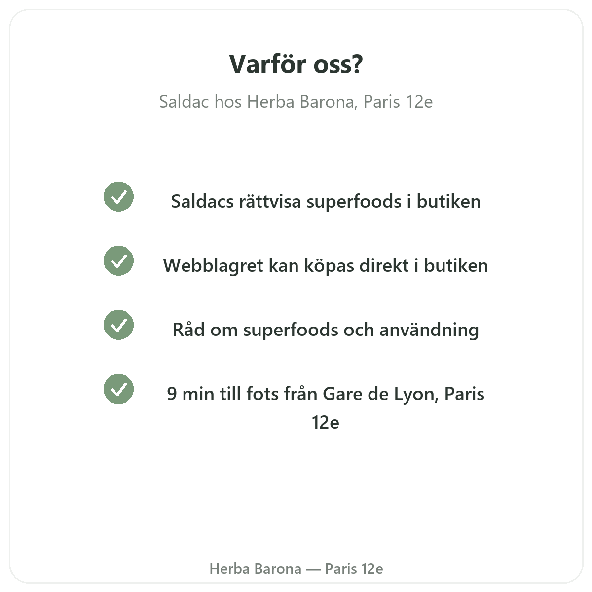 Varför köpa Saldac i Paris hos Herba Barona Paris 12e
