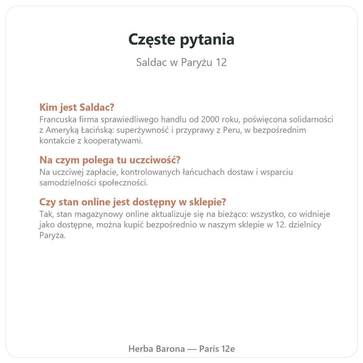 Najczęstsze pytania o Saldac — zamówienia z Polski — Herba Barona