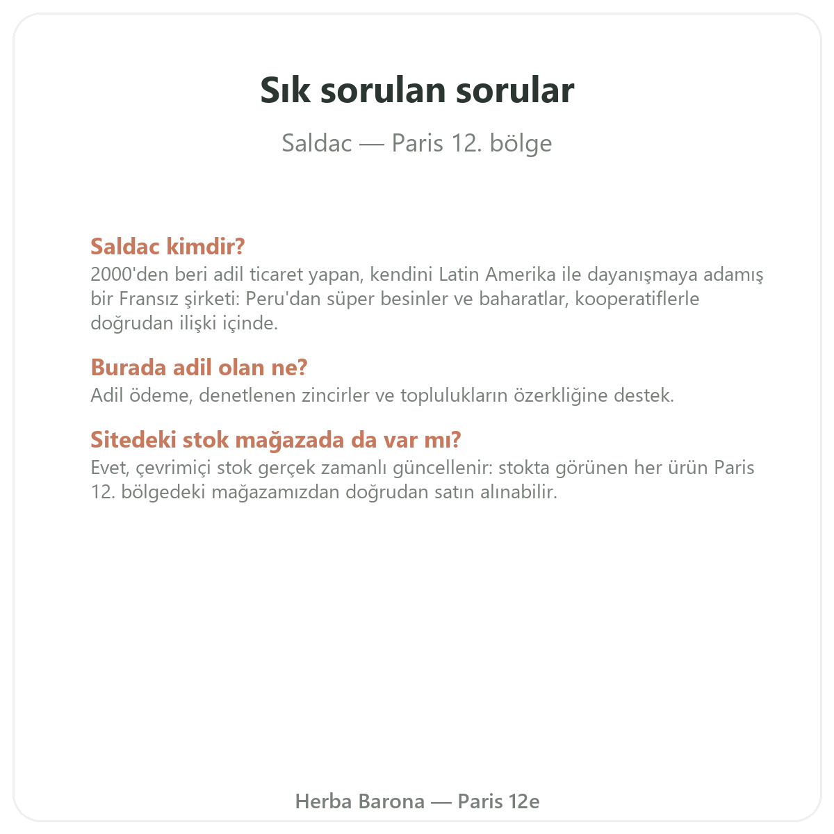 Paris’te Saldac hakkında sıkça sorulan sorular - Herba Barona Paris 12. bölge