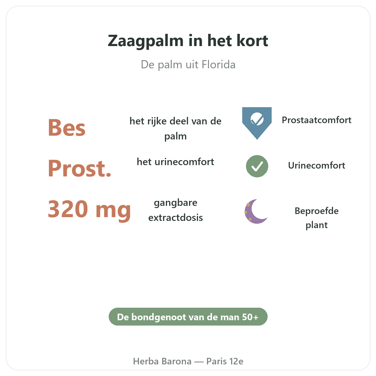 Saw Palmetto in Parijs in het kort - kerncijfers bij Herba Barona Parijs 12e