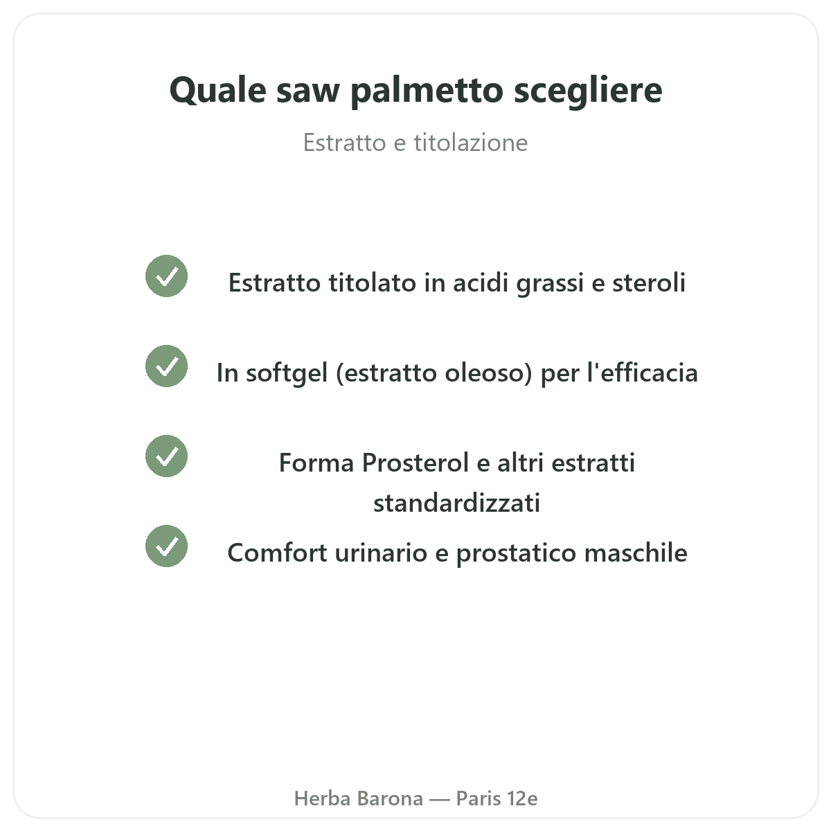 Saw Palmetto Paris Paris - engagements qualite chez Herba Barona Paris 12e