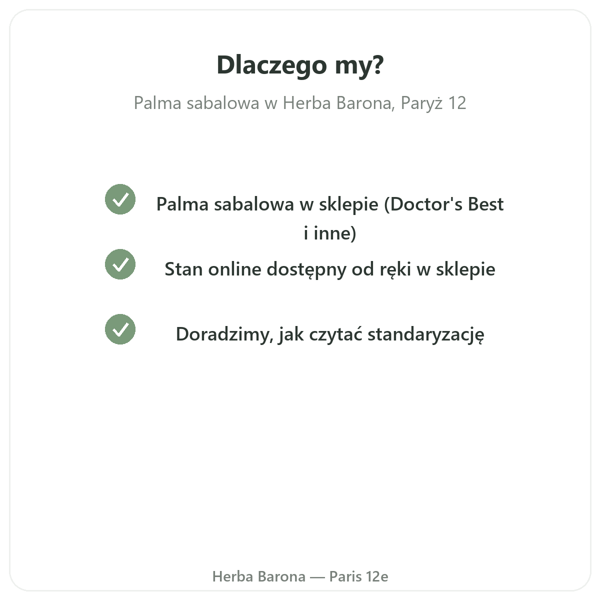 Dlaczego kupić Saw Palmetto w Herba Barona, Paryż 12