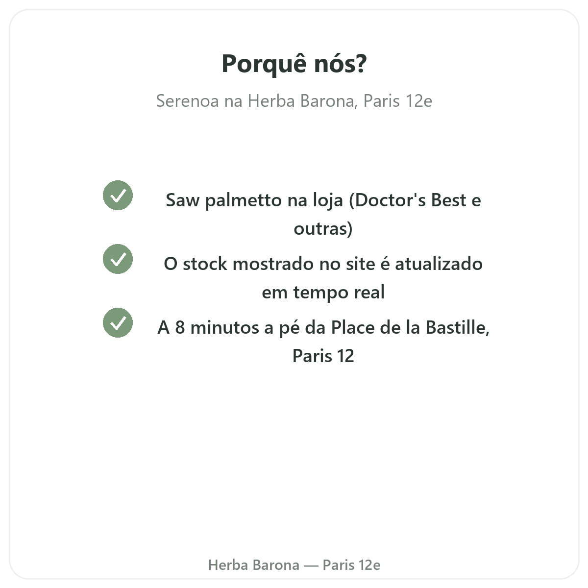 Porquê comprar Saw Palmetto Paris em Paris na Herba Barona Paris 12e