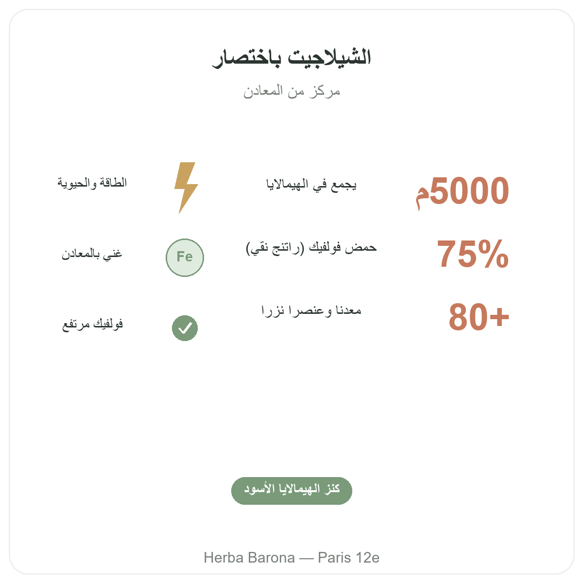 شيلاجيت راتنج باريس بإيجاز - أرقام رئيسية لدى Herba Barona باريس 12