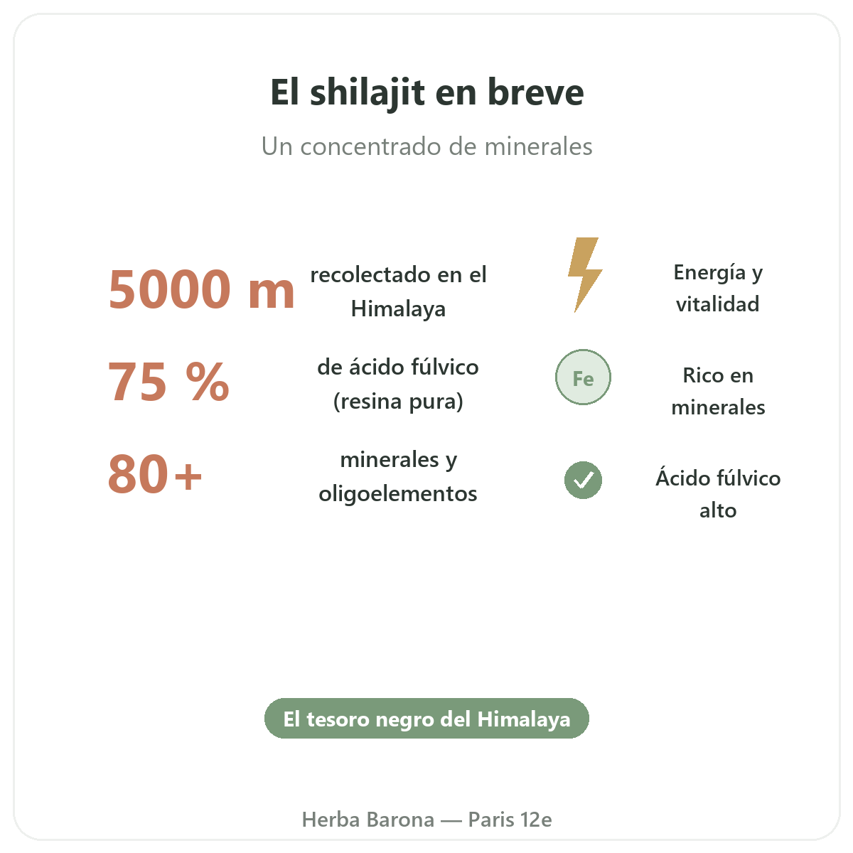 Shilajit en resina en París en breve - cifras clave en Herba Barona París 12e