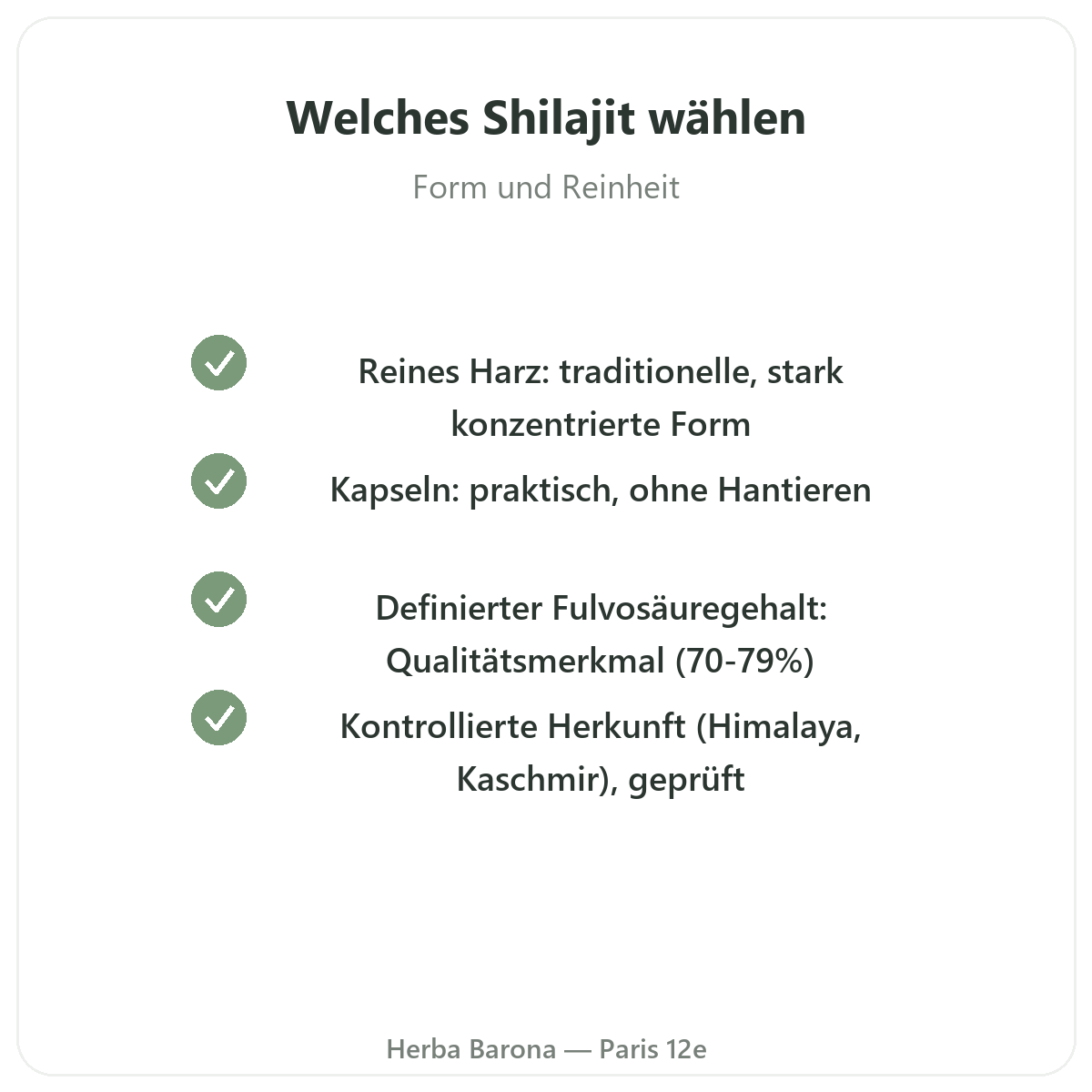 Shilajit-Harz Paris - Qualitätsversprechen bei Herba Barona Paris 12e