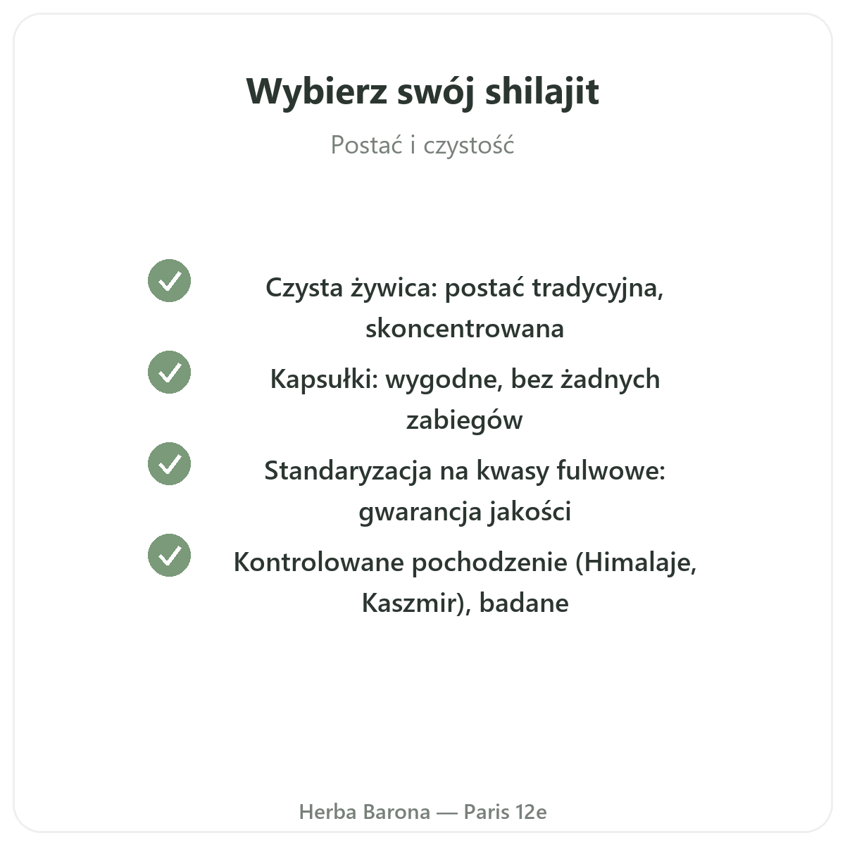 Żywica shilajit — zaangażowanie jakościowe w Herba Barona