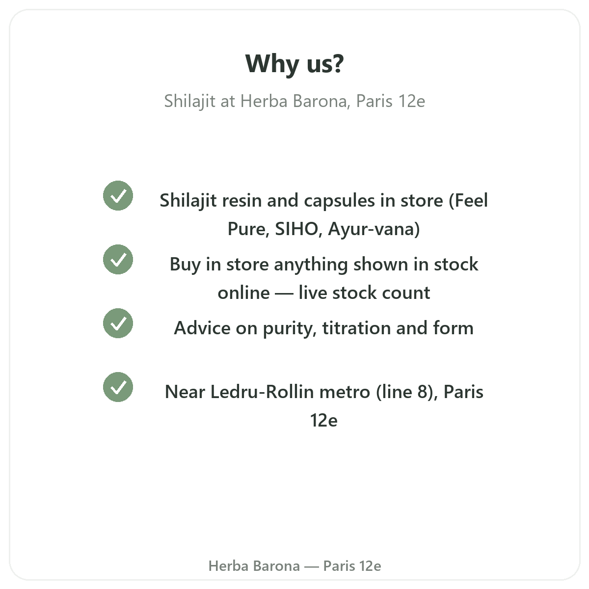 Why buy shilajit resin in Paris at Herba Barona Paris 12th