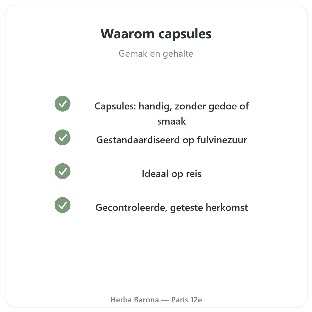 Shilajit gelules Paris Paris - engagements qualite chez Herba Barona Paris 12e