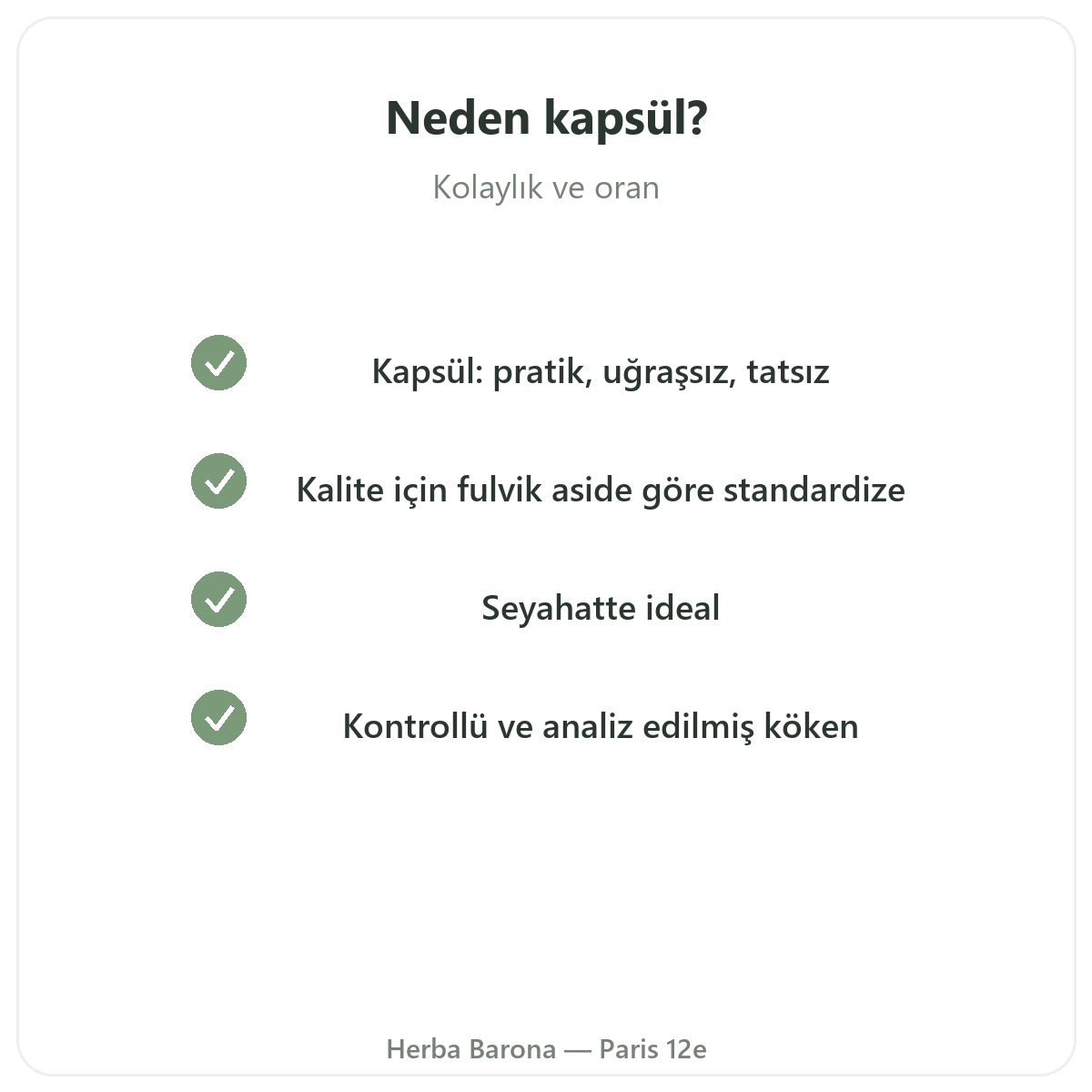 Paris’te kapsül shilajit - Herba Barona Paris 12. bölgede kalite taahhütleri