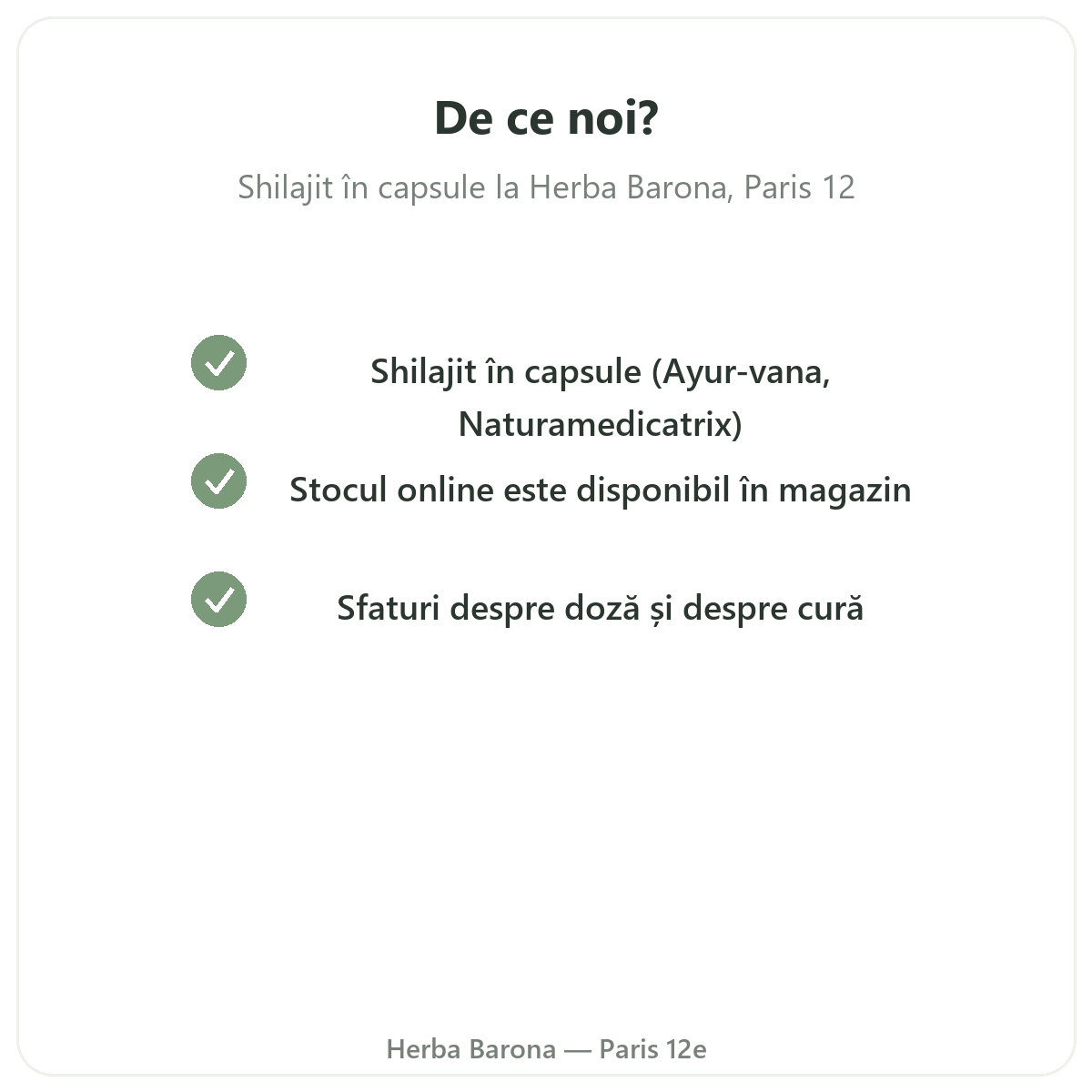 De ce să cumpărați shilajit capsule la Paris de la Herba Barona Paris, arondismentul 12