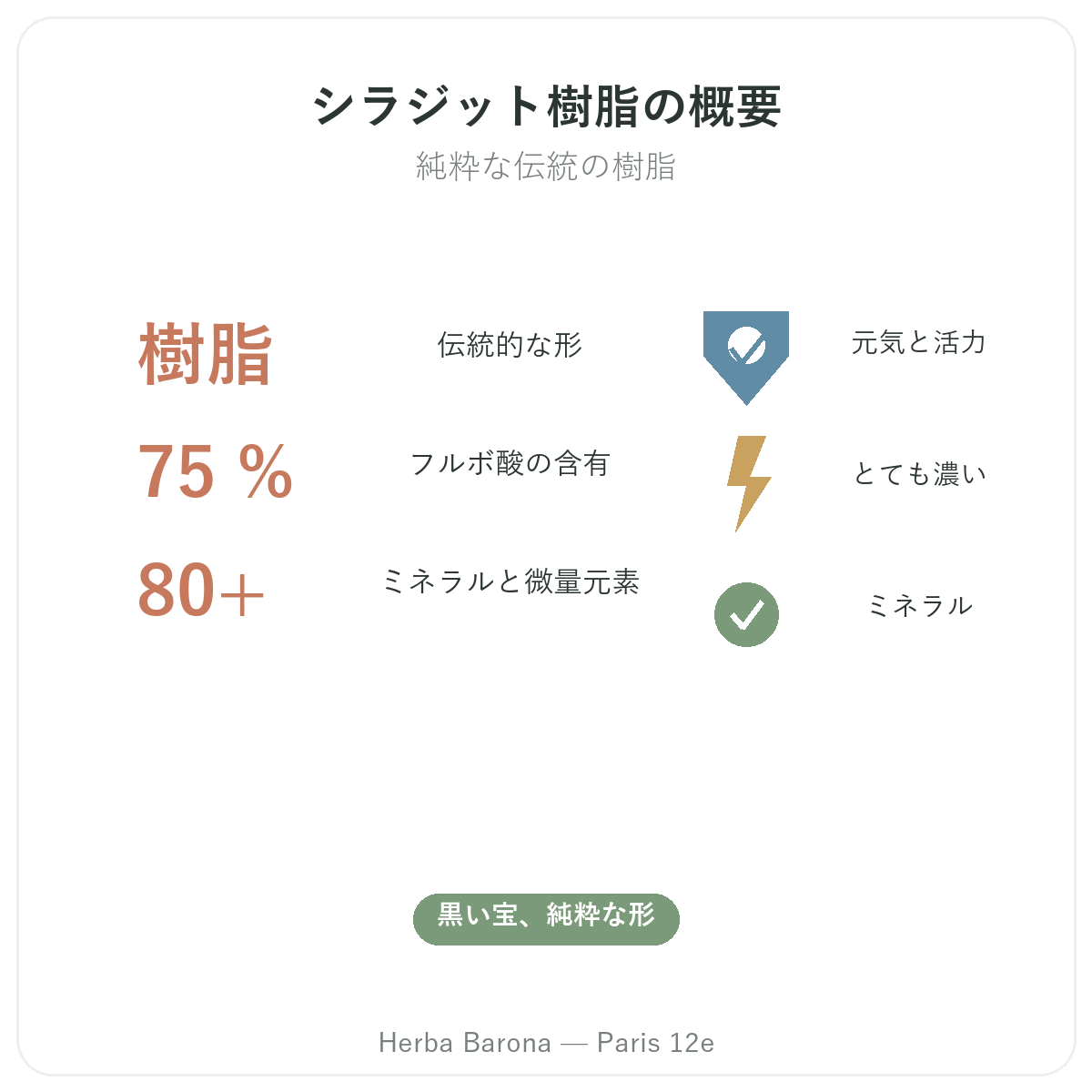 レジン状シラジット パリ 概要 - Herba Baronaパリ12区での主要データ