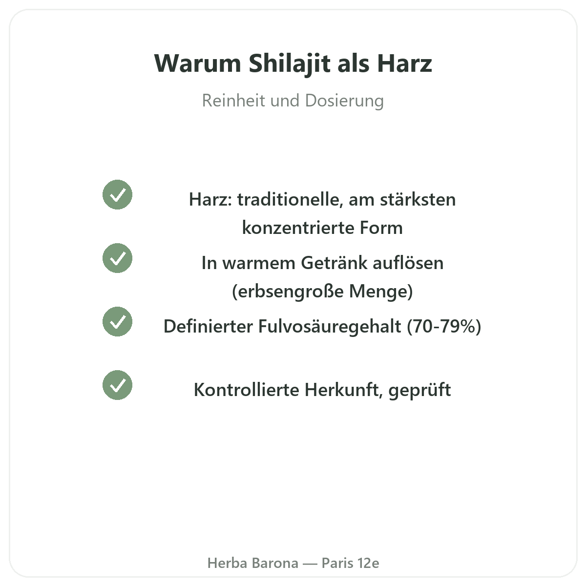 Shilajit als Harz in Paris - Qualitätsversprechen bei Herba Barona Paris 12e