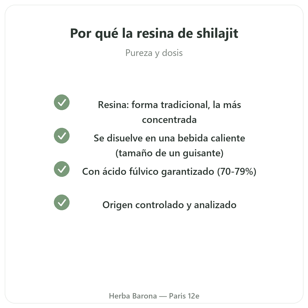 Shilajit en resina Paris - compromisos de calidad en Herba Barona Paris 12e