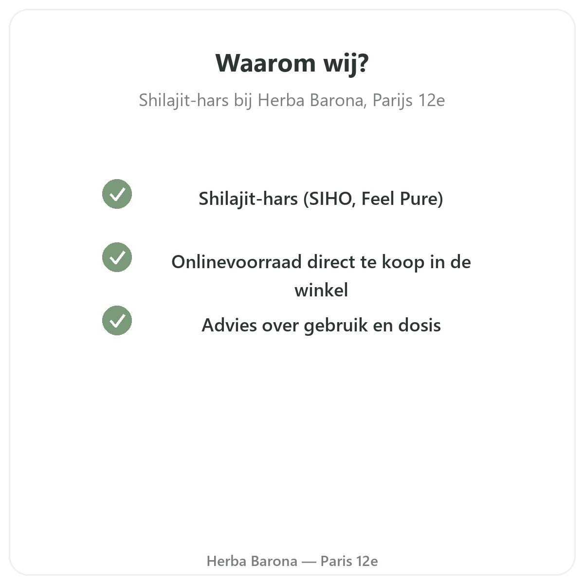 Pourquoi acheter Shilajit resine Paris a Paris chez Herba Barona Paris 12e