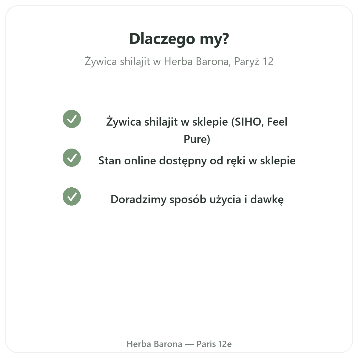 Dlaczego kupić żywicę shilajit w Herba Barona, Paryż 12