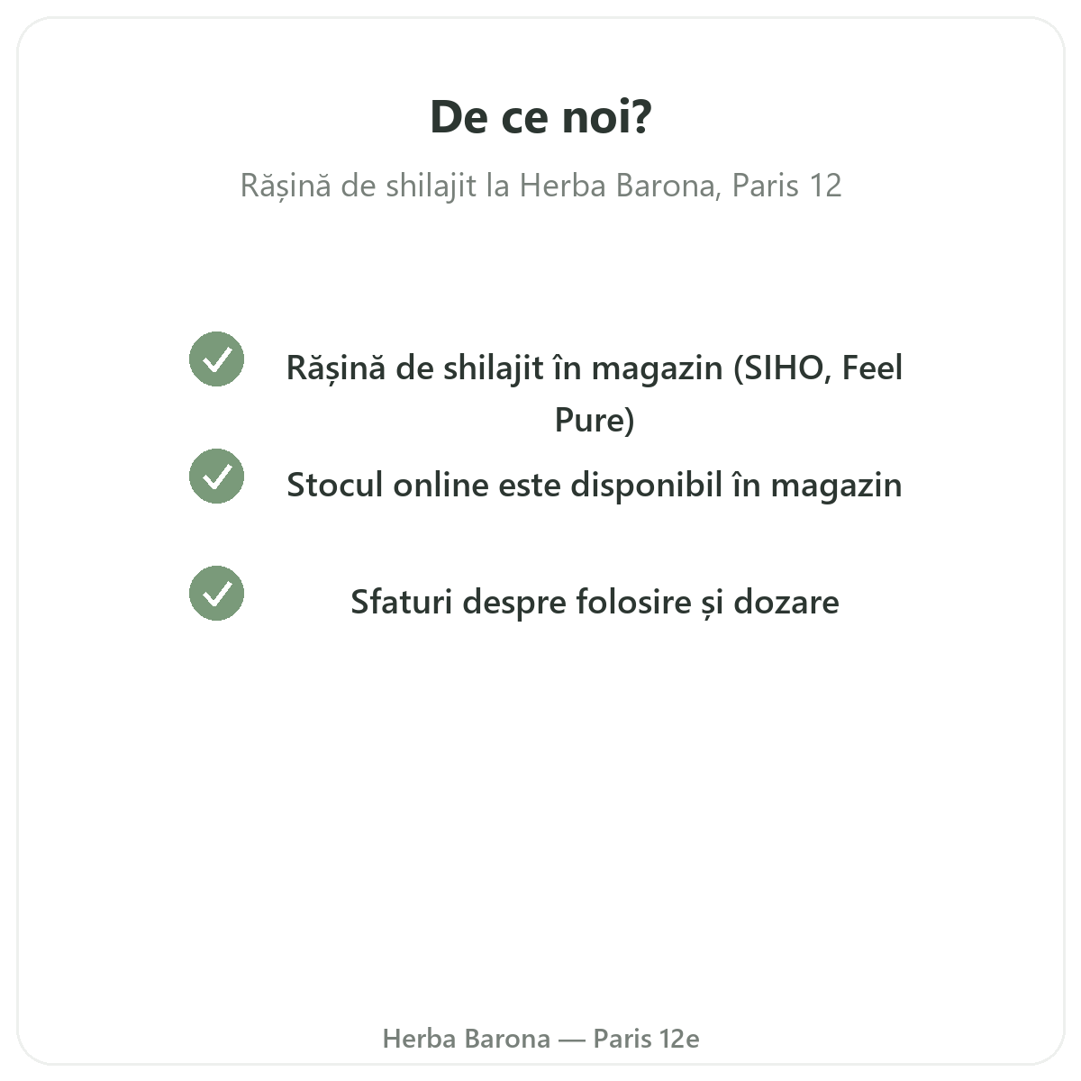 De ce să cumpărați rășină de shilajit Paris la Paris, la Herba Barona, arondismentul 12