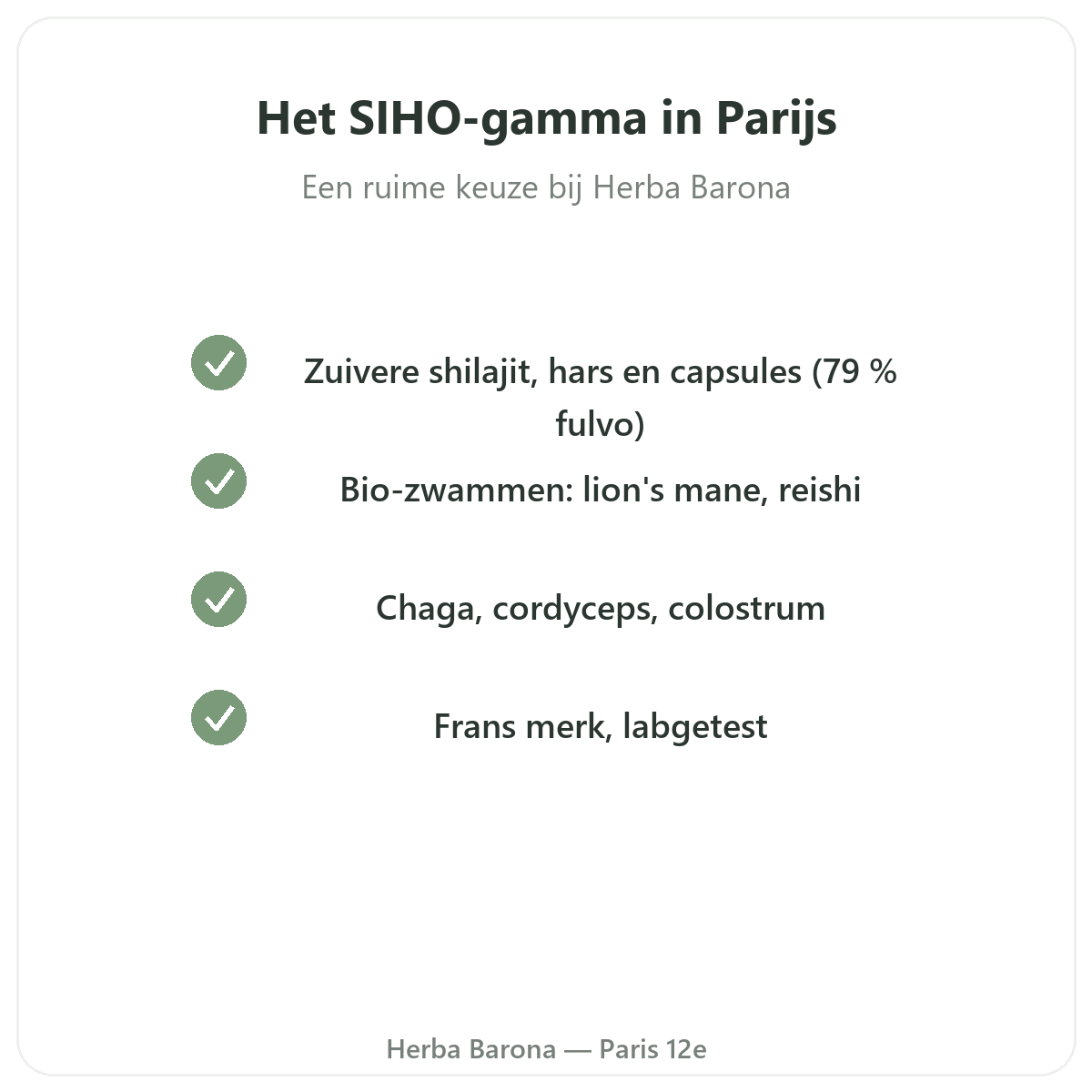Het SIHO-assortiment in Parijs bij Herba Barona Parijs