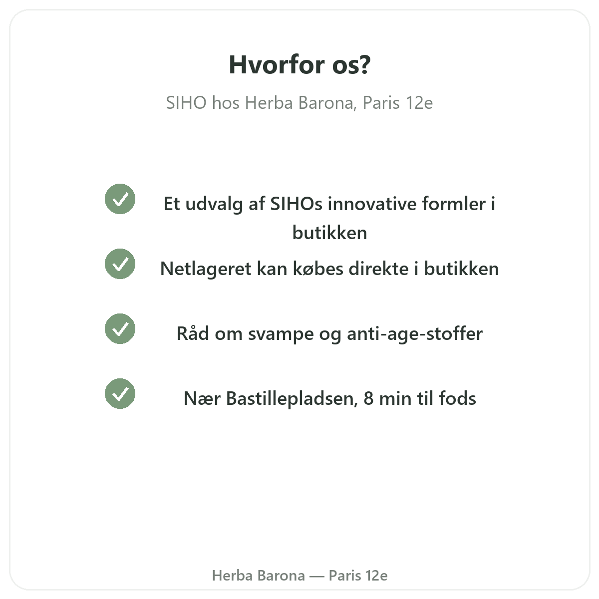Hvorfor købe SIHO i Paris hos Herba Barona Paris 12