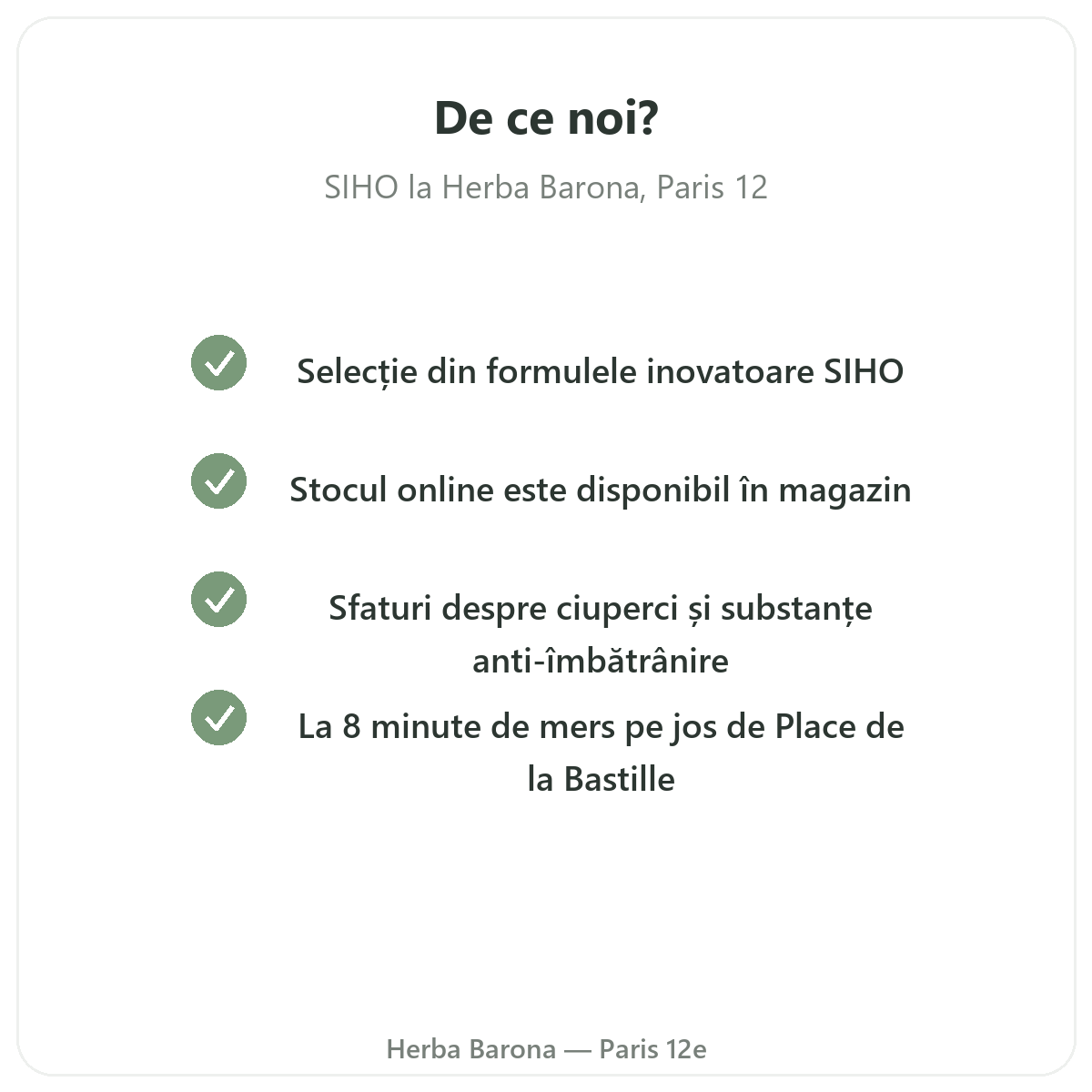 De ce să cumpărați SIHO la Paris, la Herba Barona, arondismentul 12