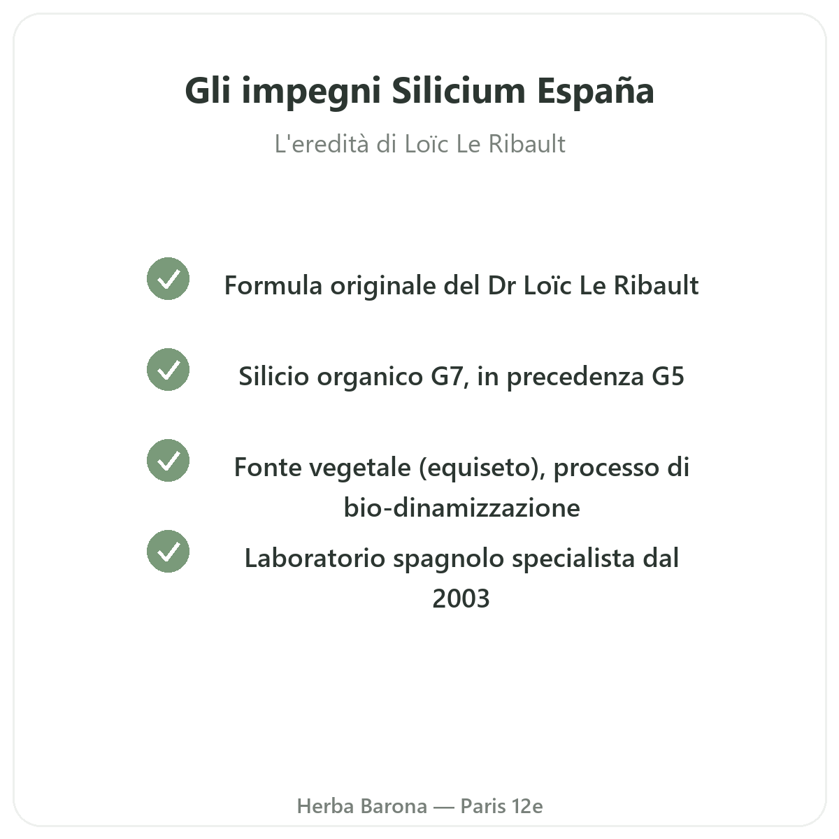 Silicium España - impegni di qualità da Herba Barona Parigi 12e