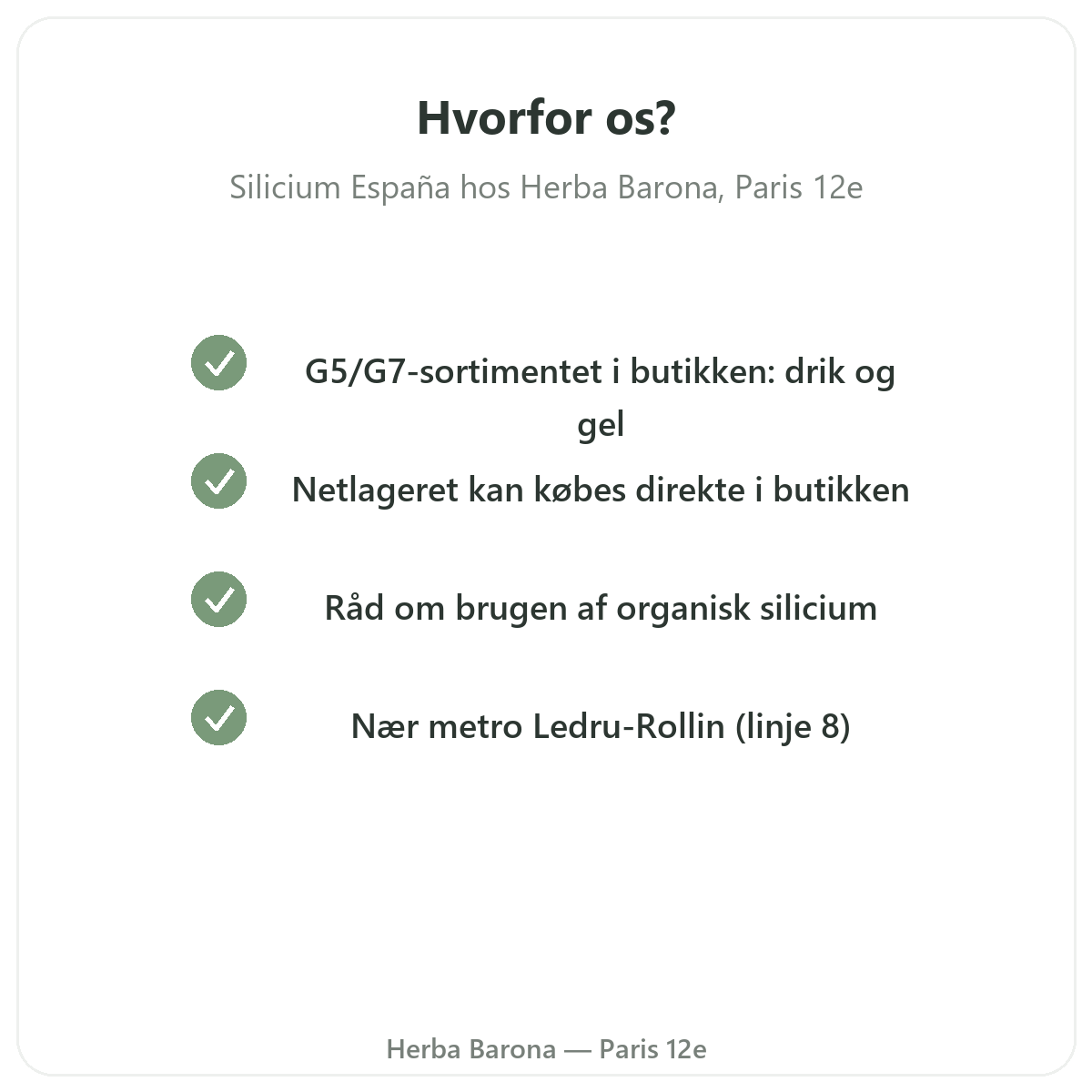 Hvorfor købe Silicium España i Paris hos Herba Barona