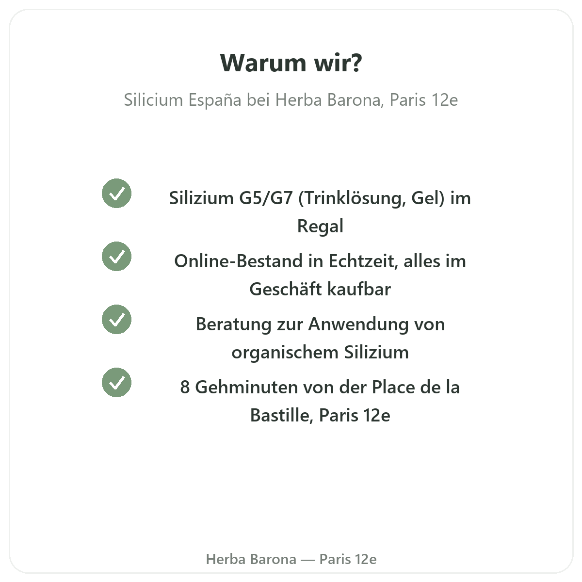 Warum Silicium España in Paris bei Herba Barona kaufen