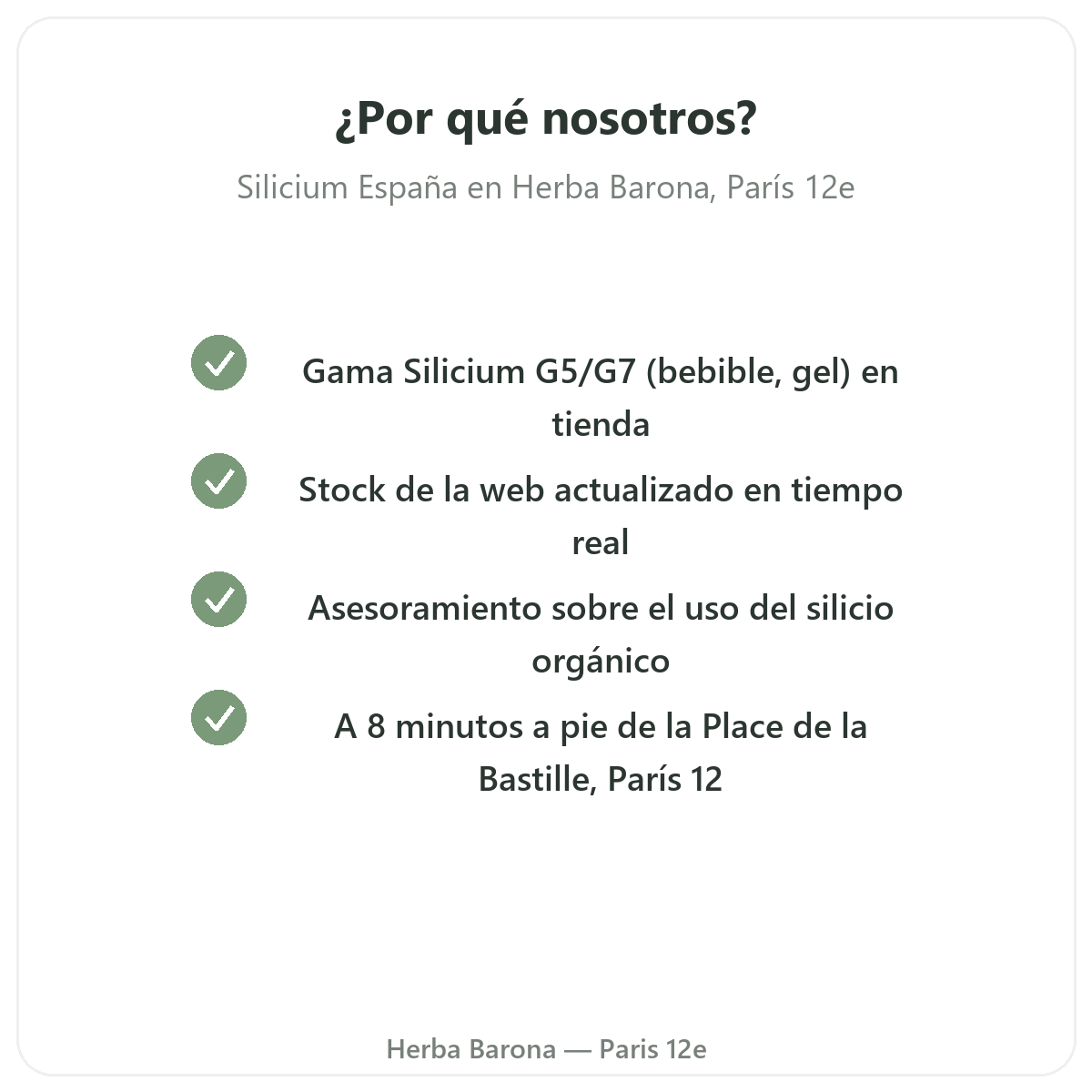 Por qué comprar Silicium España en París en Herba Barona