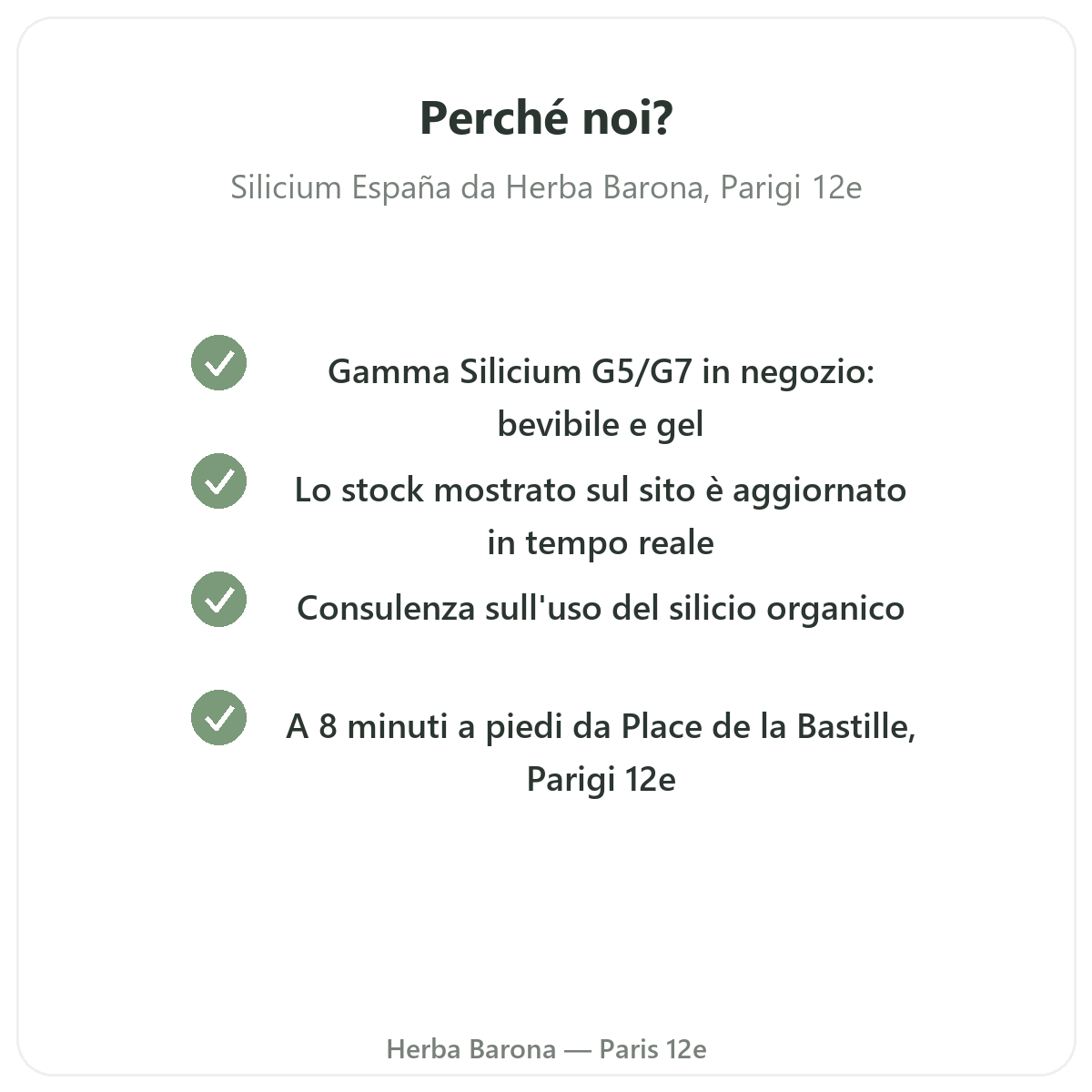 Perché acquistare Silicium España a Parigi da Herba Barona