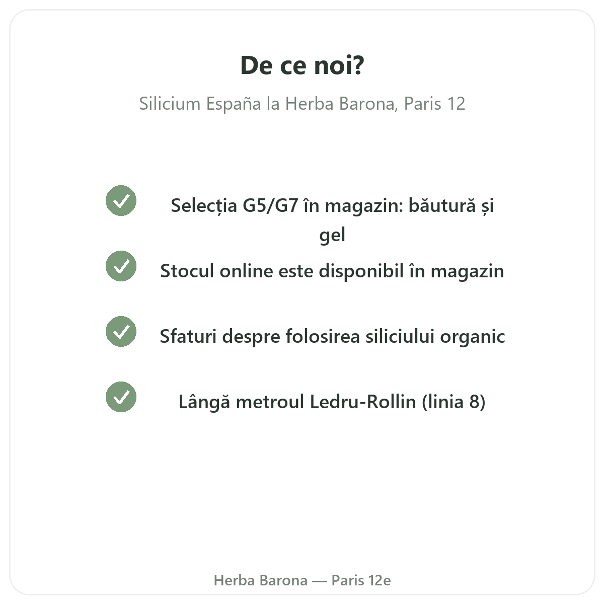 De ce să cumpărați Silicium España la Paris, la Herba Barona