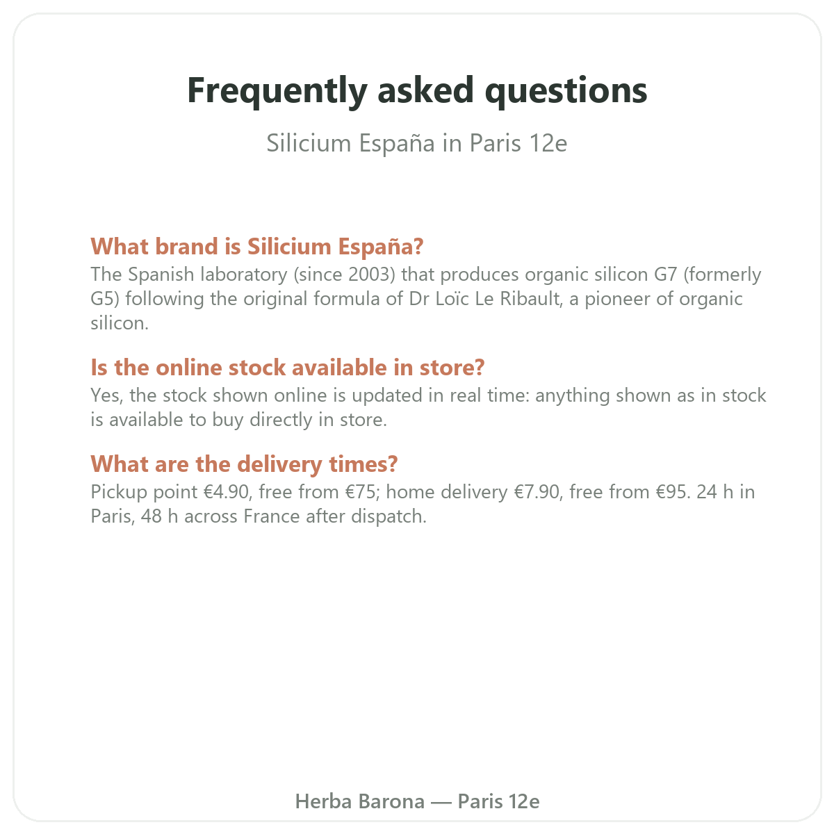 Frequently asked questions about Silicon in Paris - Herba Barona Paris 12e