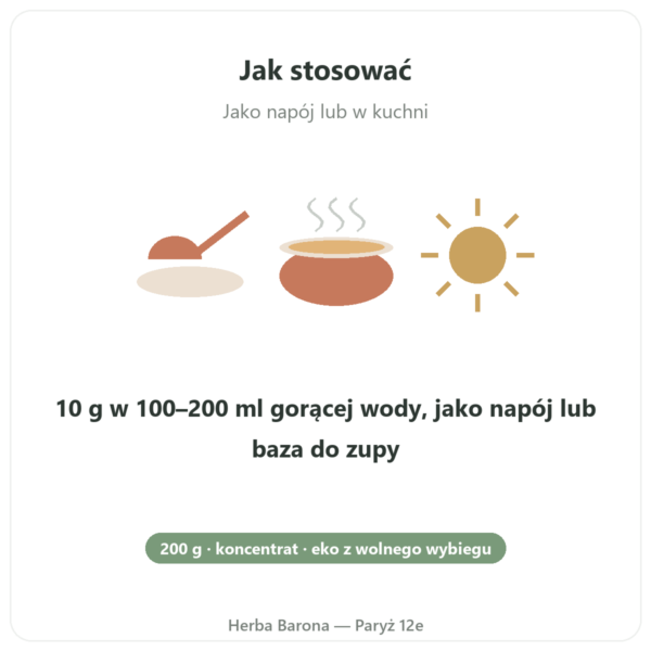 Skoncentrowany bulion z kości kurczaka (200g) – Jarmino sposób użycia i dawkowanie Paris Herba Barona
