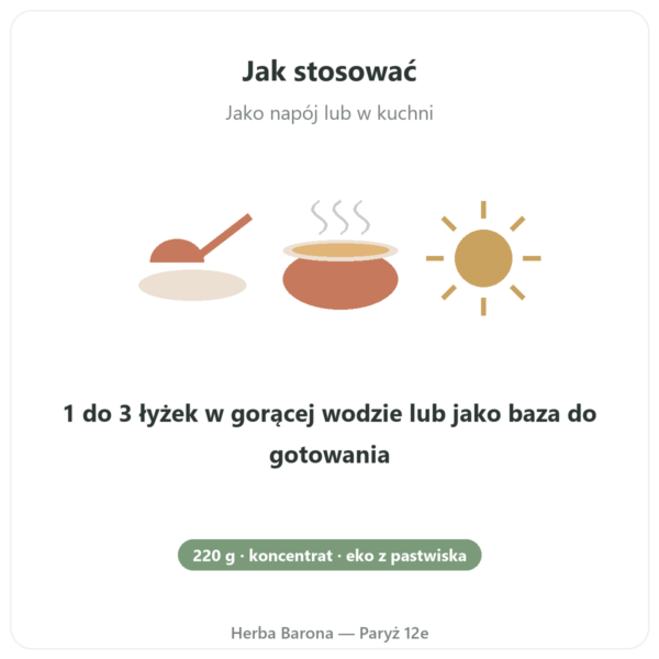 Skoncentrowany bulion z kości wołowych 220 g – Jarmino sposób użycia i dawkowanie Paris Herba Barona