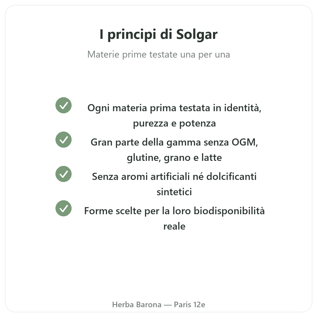 Impegni Solgar - Gold Standard, senza OGM glutine grano da Herba Barona Parigi 12e