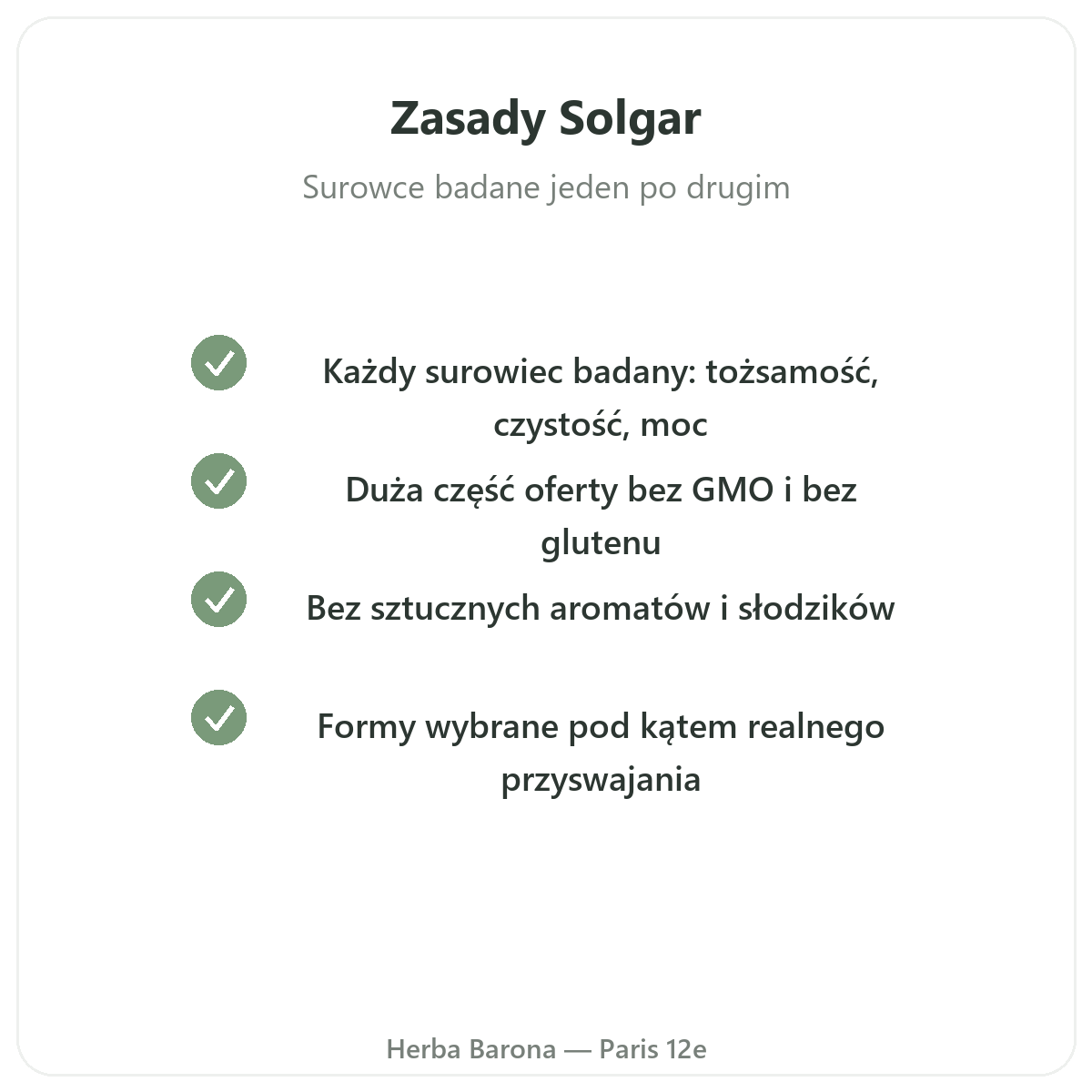Zobowiązania jakościowe Solgar - Gold Standard, bez GMO i glutenu, z wysyłką do Polski