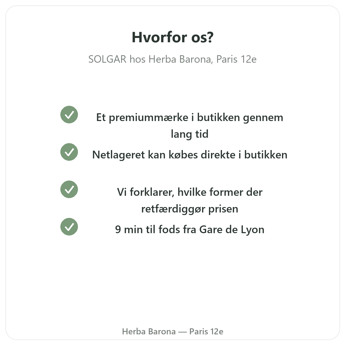 Hvorfor købe Solgar i Paris hos Herba Barona Paris 12