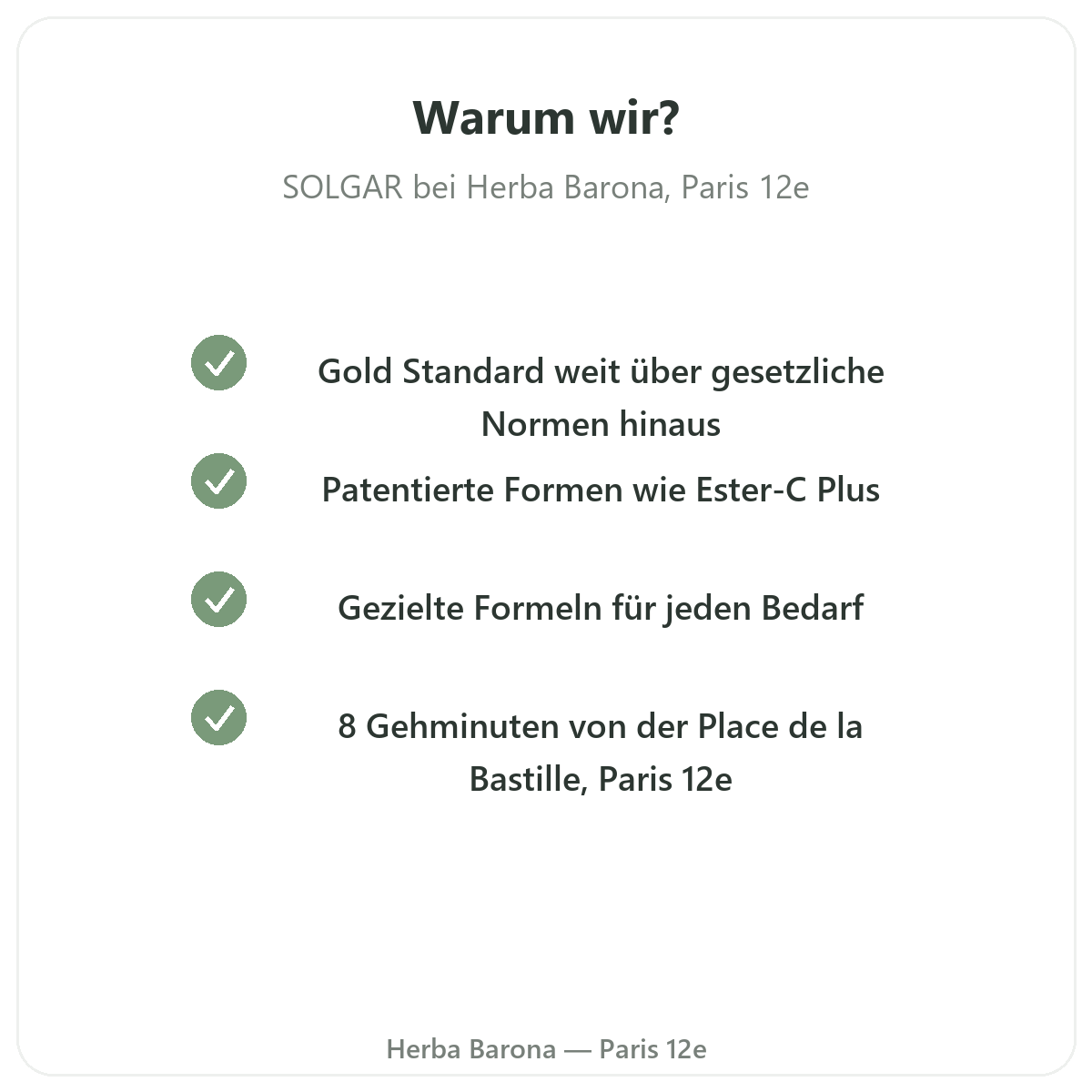Warum Solgar in Paris bei Herba Barona kaufen Paris 12e