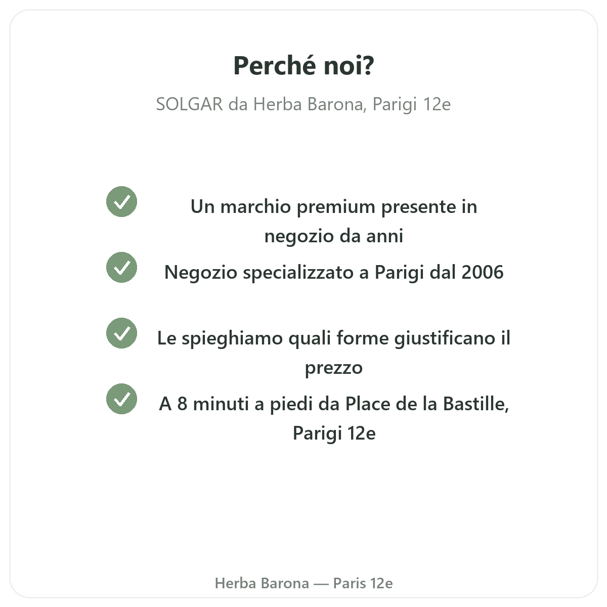 Perché acquistare Solgar a Parigi da Herba Barona Parigi 12e