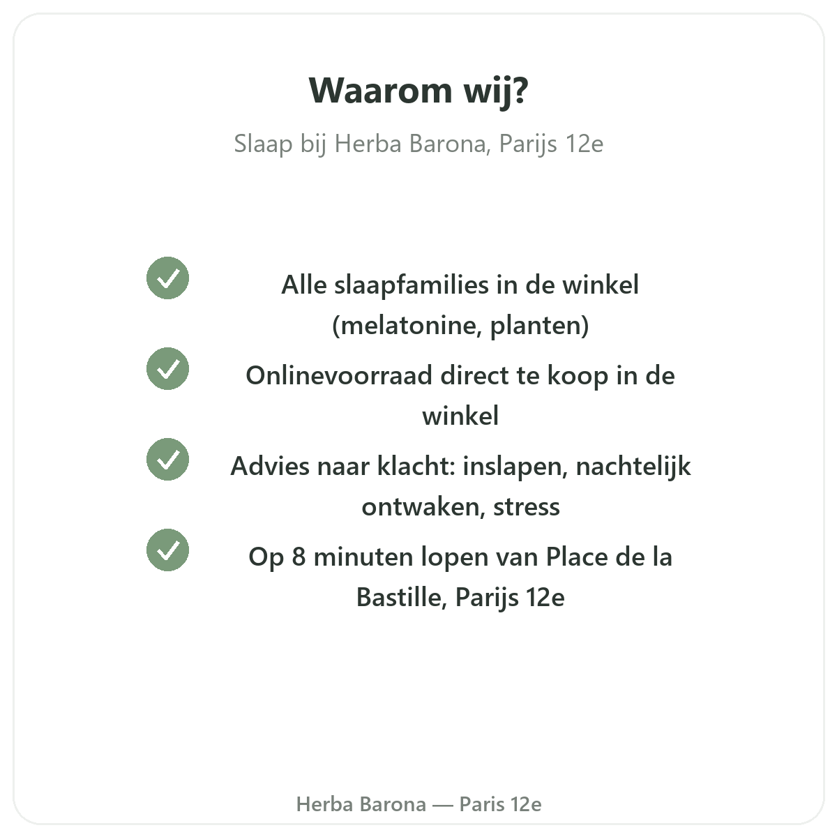 Waarom Slaap kopen in Parijs bij Herba Barona Parijs 12e