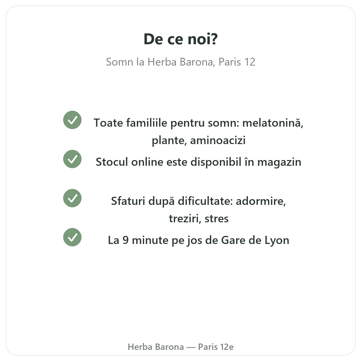 De ce să cumpărați Somn Paris de la Herba Barona Paris, arondismentul 12