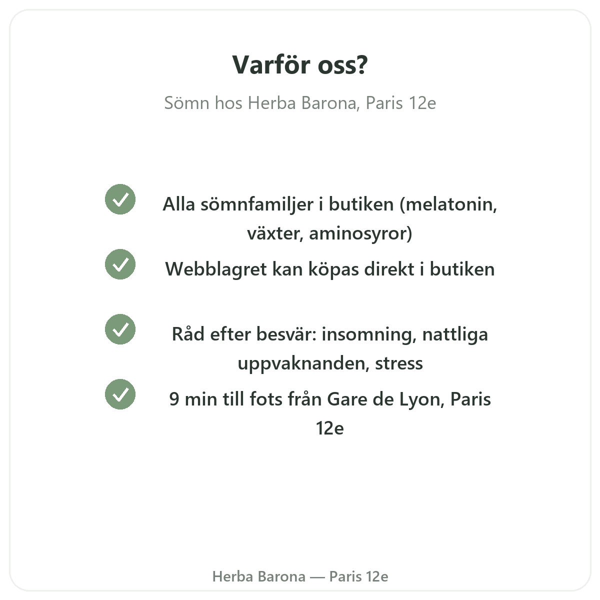 Varför köpa Sömn Paris i Paris hos Herba Barona Paris 12e