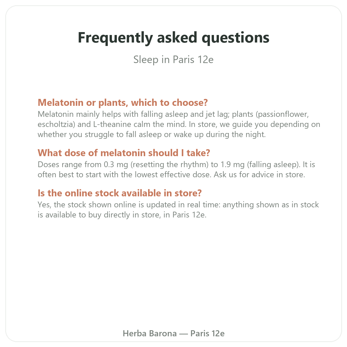 Questions frequentes Sommeil Paris a Paris - Herba Barona Paris 12e
