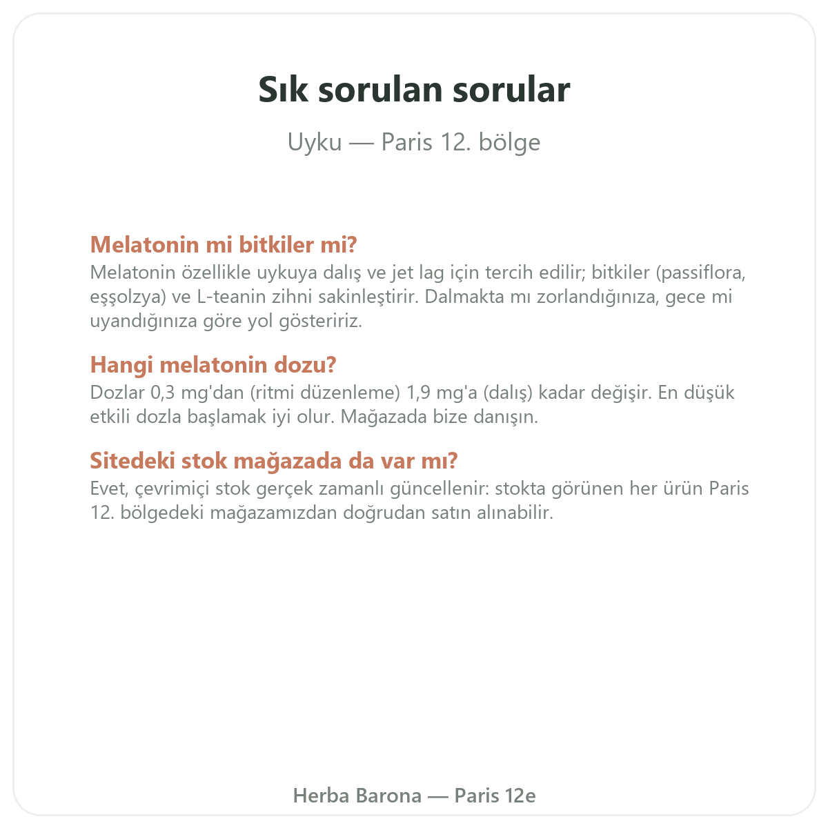Paris’te uyku hakkında sıkça sorulan sorular - Herba Barona Paris 12. bölge
